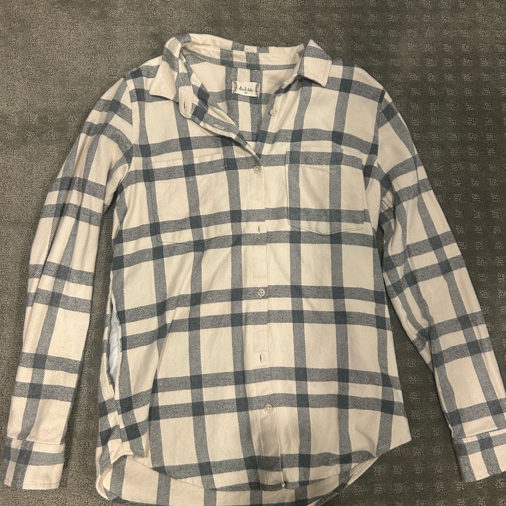 Altar'd State Blue and White Casual Button Down Shirt